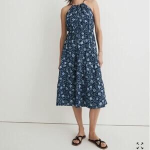 Madewell Cross-Back Halter Midi Medallion Dress